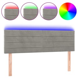 vidaXL LED Kopfteil Hellgrau 144x5x78/88 cm Samt