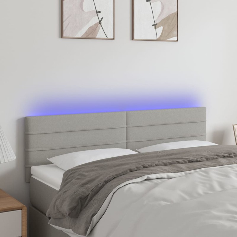 vidaXL LED Kopfteil Hellgrau 144x5x78/88 cm Stoff vidaXL LED Kopfteil Hellgrau 144x5x78/88 cm Stoff