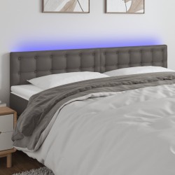 vidaXL LED Kopfteil Grau 200x5x78/88 cm Kunstleder