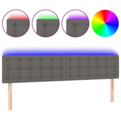 vidaXL LED Kopfteil Grau 200x5x78/88 cm Kunstleder