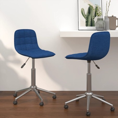 vidaXL Esszimmerstühle 2 Stk. Drehbar Blau Stoff