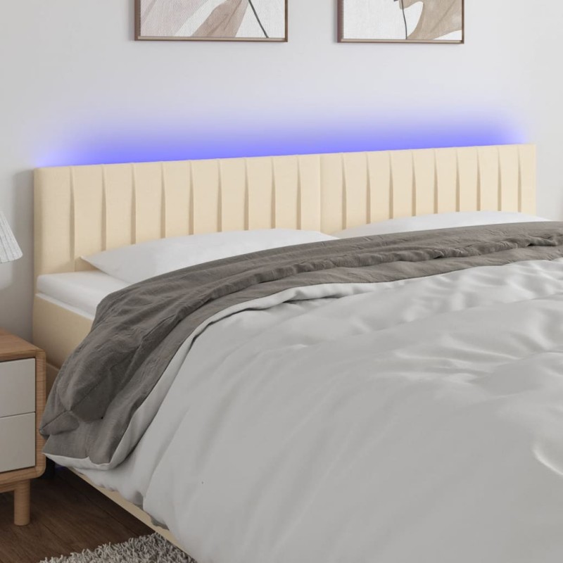vidaXL LED Kopfteil Creme 180x5x78/88 cm Stoff vidaXL LED Kopfteil Creme 180x5x78/88 cm Stoff
