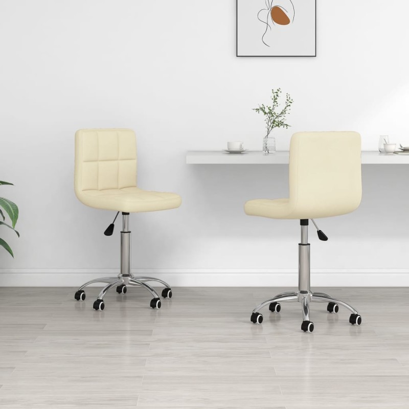 Esszimmerstühle 2 Stk. Drehbar Creme Stoff Esszimmerstühle 2 Stk. Drehbar Creme Stoff