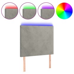 vidaXL LED Kopfteil Hellgrau 90x5x118/128 cm Samt