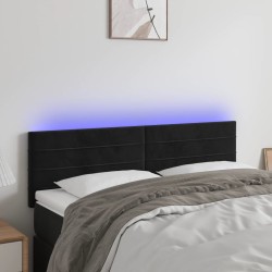 vidaXL LED Kopfteil Schwarz 144x5x78/88 cm Samt