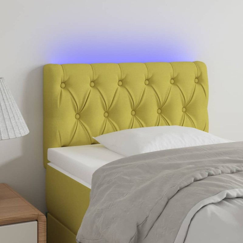 vidaXL LED Kopfteil Grün 80x7x78/88 cm Stoff