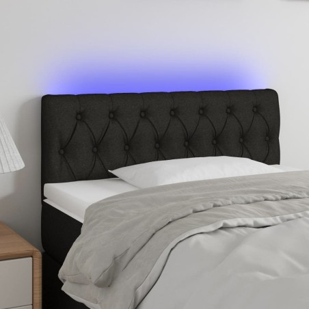 vidaXL LED Kopfteil Schwarz 90x7x78/88 cm Stoff