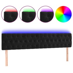 vidaXL LED Kopfteil Schwarz 180x7x78/88 cm Samt