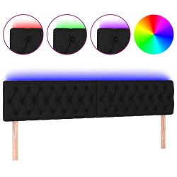vidaXL LED Kopfteil Schwarz 200x7x78/88 cm Stoff