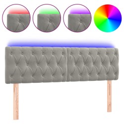 vidaXL LED Kopfteil Hellgrau 144x7x78/88 cm Samt