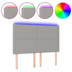vidaXL LED Kopfteil Hellgrau 144x5x118/128 cm Stoff
