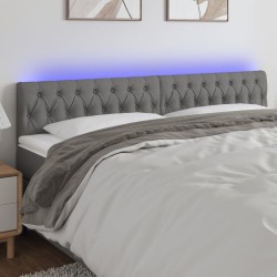 vidaXL LED Kopfteil Dunkelgrau 180x7x78/88 cm Stoff