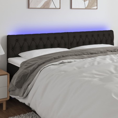 vidaXL LED Kopfteil Schwarz 180x7x78/88 cm Stoff