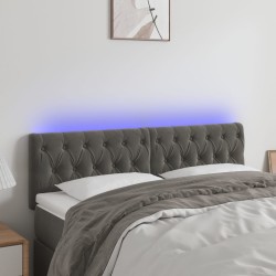 vidaXL LED Kopfteil Dunkelgrau 144x7x78/88 cm Samt