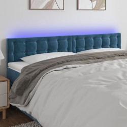 vidaXL LED Kopfteil Dunkelblau 200x5x78/88 cm Samt