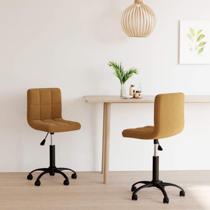 Esszimmerstühle 2 Stk. Drehbar Braun Samt Esszimmerstühle 2 Stk. Drehbar Braun Samt