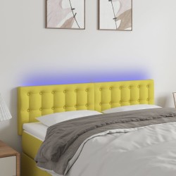 vidaXL LED Kopfteil Grün 144x5x78/88 cm Stoff