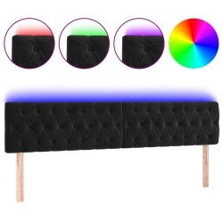vidaXL LED Kopfteil Schwarz 200x7x78/88 cm Samt