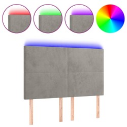 vidaXL LED Kopfteil Hellgrau 144x5x118/128 cm Samt