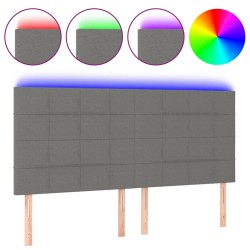 vidaXL LED Kopfteil Dunkelgrau 160x5x118/128 cm Stoff