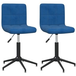 Esszimmerstühle 2 Stk. Drehbar Blau Samt