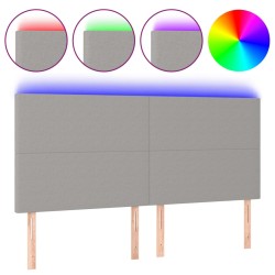 vidaXL LED Kopfteil Hellgrau 160x5x118/128 cm Stoff