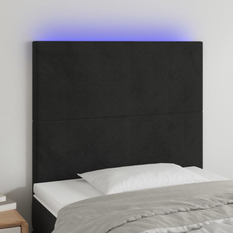 vidaXL LED Kopfteil Schwarz 100x5x118/128 cm Samt vidaXL LED Kopfteil Schwarz 100x5x118/128 cm Samt