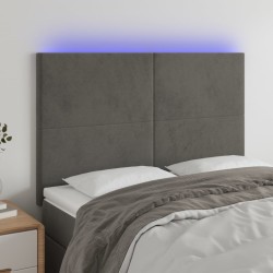 vidaXL LED Kopfteil Dunkelgrau 144x5x118/128 cm Samt