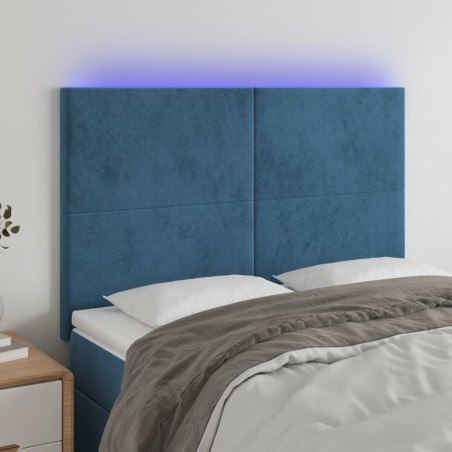 vidaXL LED Kopfteil Dunkelblau 144x5x118/128 cm Samt