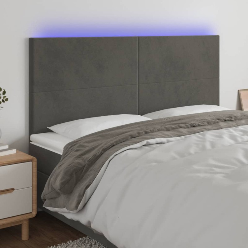vidaXL LED Kopfteil Dunkelgrau 180x5x118/128 cm Samt vidaXL LED Kopfteil Dunkelgrau 180x5x118/128 cm Samt