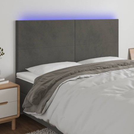 vidaXL LED Kopfteil Dunkelgrau 180x5x118/128 cm Samt