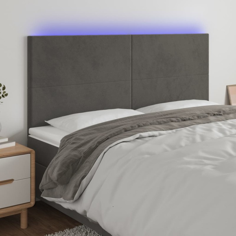 vidaXL LED Kopfteil Dunkelgrau 200x5x118/128 cm Samt vidaXL LED Kopfteil Dunkelgrau 200x5x118/128 cm Samt