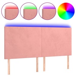 vidaXL LED Kopfteil Rosa 200x5x118/128 cm Samt