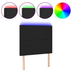 vidaXL LED Kopfteil Schwarz 80x5x118/128 cm Kunstleder