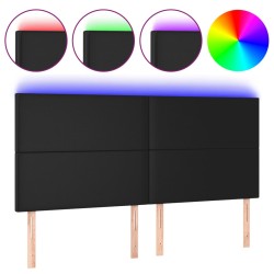 vidaXL LED Kopfteil Schwarz 200x5x118/128 cm Kunstleder