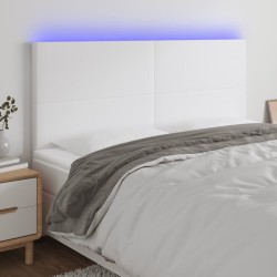 vidaXL LED Kopfteil Weiß 180x5x118/128 cm Kunstleder