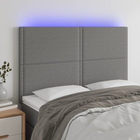 vidaXL LED Kopfteil Dunkelgrau 144x5x118/128 cm Stoff