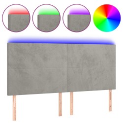 vidaXL LED Kopfteil Hellgrau 200x5x118/128 cm Samt
