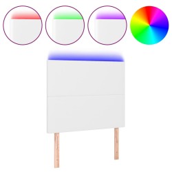 vidaXL LED Kopfteil Weiß 90x5x118/128 cm Kunstleder