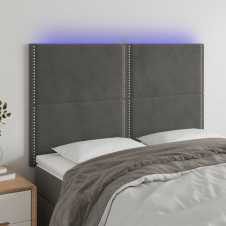 vidaXL LED Kopfteil Dunkelgrau 144x5x118/128 cm Samt