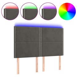 vidaXL LED Kopfteil Dunkelgrau 144x5x118/128 cm Samt