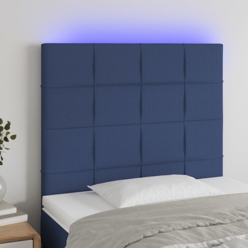 vidaXL LED Kopfteil Blau 90x5x118/128 cm Stoff vidaXL LED Kopfteil Blau 90x5x118/128 cm Stoff