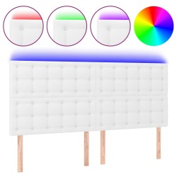 vidaXL LED Kopfteil Weiß 200x5x118/128 cm Kunstleder