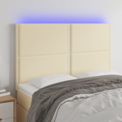 vidaXL LED Kopfteil Creme 144x5x118/128 cm Kunstleder