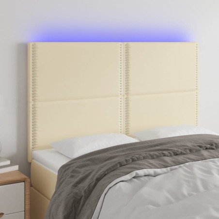 vidaXL LED Kopfteil Creme 144x5x118/128 cm Kunstleder