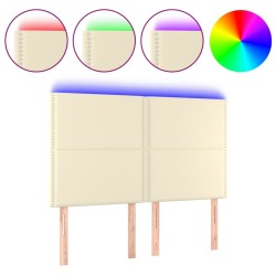 vidaXL LED Kopfteil Creme 144x5x118/128 cm Kunstleder