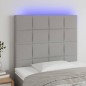 vidaXL LED Kopfteil Hellgrau 90x5x118/128 cm Stoff