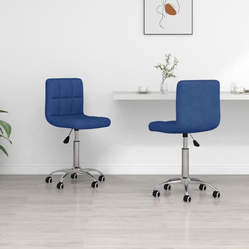 Esszimmerstühle 2 Stk. Drehbar Blau Stoff Esszimmerstühle 2 Stk. Drehbar Blau Stoff
