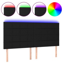 vidaXL LED Kopfteil Schwarz 180x5x118/128 cm Stoff