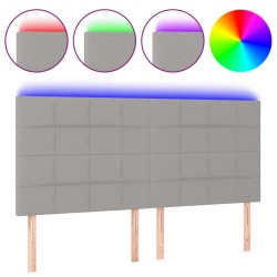 vidaXL LED Kopfteil Hellgrau 180x5x118/128 cm Stoff